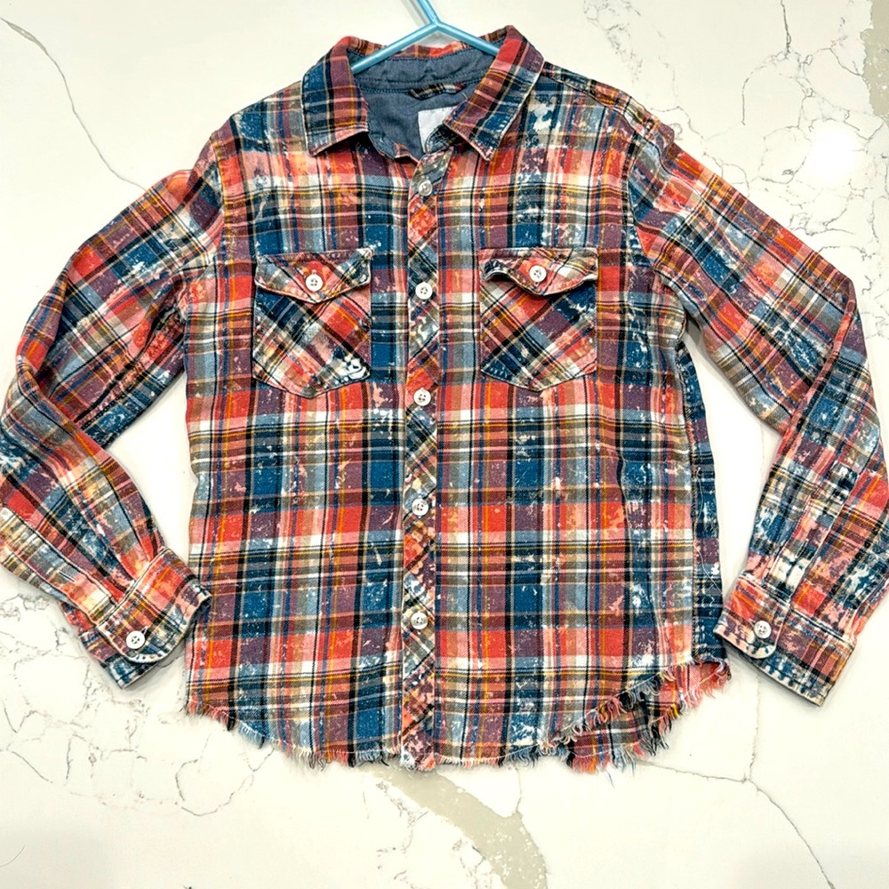 Youth boys Joe’s Jeans plaid button down size 6 made to look worn and vintage